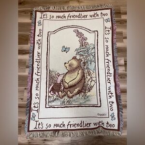 Vtg Disney Winnie The Pooh And Piglet Tapestry Throw Blanket 65 X 44 Beacon USA
